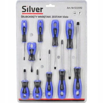 shumee Komplet magnetnih izvijačev SilverTools 10 kosov S11592