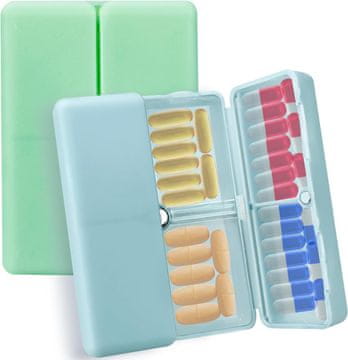 shumee 2x škatla organizator za zdravila tablete modro zelena