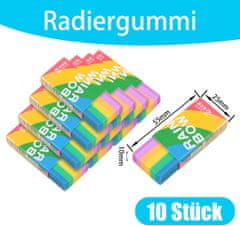 shumee 10-kratni barviti mavrični radirki za šolski komplet