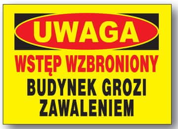 shumee Gradbeni znak BTO-57, stavba se lahko zruši