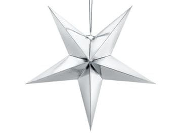 PartyDeco Srebrna papirnata zvezda, 70 cm
