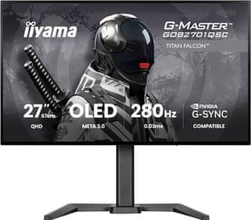 iiyama G-Master Titan Falcon OLED monitor, QHD, 280Hz, 1500cd, 65W PD, KVM (GOB2701QSC-B1)