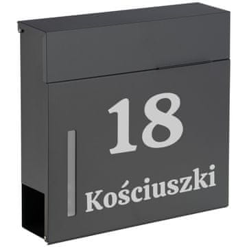 Gockowiak Jerez antracitni poštni nabiralnik z napisi