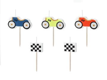 PartyDeco Rojstnodnevne svečke Cars, 2-3 cm, 5 kosov