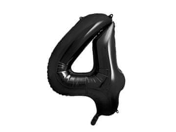 PartyDeco Folija balon številka 4 črne barve, 86 cm