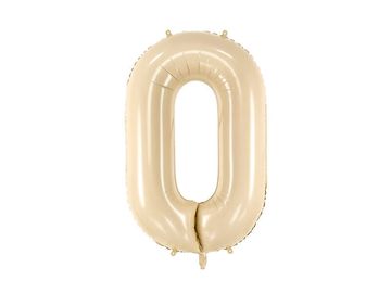 PartyDeco Folija balon številka 0, 72 cm, bež, krem