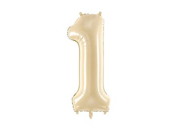 PartyDeco Folija balon številka 1, 72 cm, bež, krem