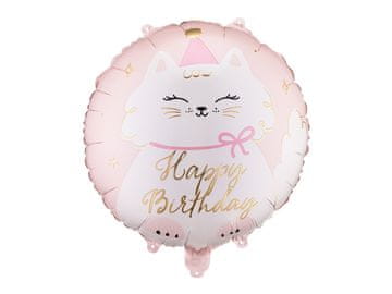 PartyDeco Folija balon v pastilu Pink Kitty 35x35cm