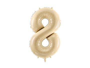 PartyDeco Folija balon številka 8, 72 cm, bež, krem