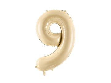 PartyDeco Folija balon številka 9, 72 cm, bež, krem