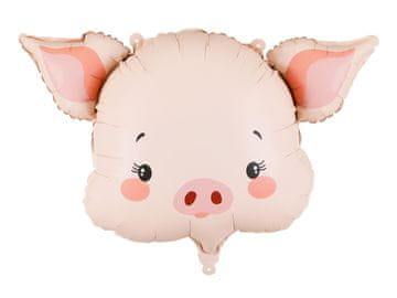 PartyDeco Folija balon Svinjska glava roza 61x36cm