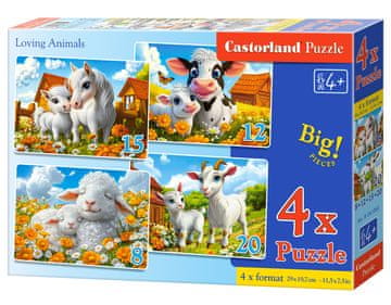 Castorland Sestavljanka 4v1 B-041060 Ljubeče živali