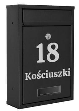 shumee Gustav poštni nabiralnik, črn z napisi