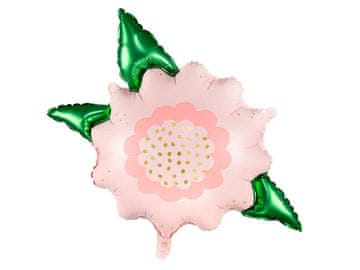 PartyDeco Folija balon z roza rožico, 70x62 cm