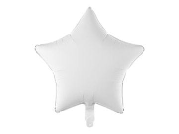 PartyDeco Folija balon z zvezdico, bel, 48 cm