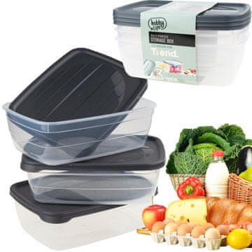 TOP GIFT HOB021017 komplet 3 pravokotnih posod 2L ZA hrano