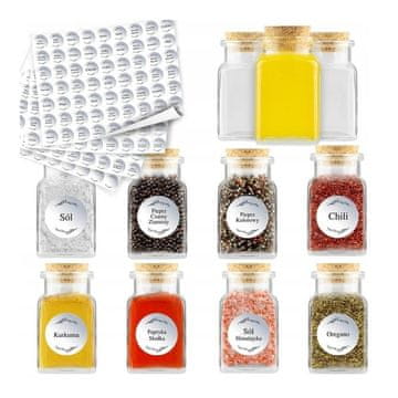 shumee 20X kozarcev za začimbe 150 ml + 252 belih nalepk
