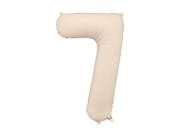 PartyDeco Mat folija balon številka '7', 86 cm, svetlo bež