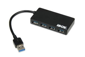 shumee iBOX IUH3F56 4xUSB 3.0 USB hub, tanek črne barve