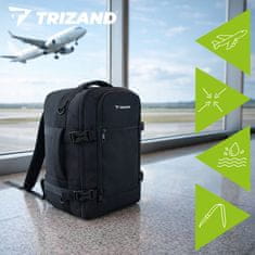 Trizand Potovalni nahrbtnik 20 L 40 × 25 × 20 cm – kabinski nahrbtnik za letalo, 2v1, vodoodbojen, črn