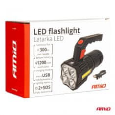 AMIO Polnilna svetilka 4LED + COB 1200mAh amio-03273