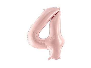 PartyDeco Folija balon številka ''4'', 72 cm, svetlo roza