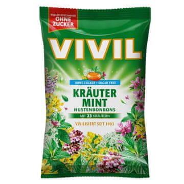 VIVIL Mint bonboni brez sladkorja Vivil Krauter 120 g