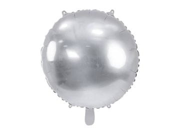 PartyDeco Okrogel folijski balon, pastila, srebrn, 80 cm