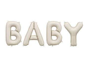 PartyDeco Folija balon z napisom "Baby" - bež, 140x43 cm