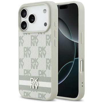 DKNY Ovitek s karirastim potiskom in črtami za iPhone 17 Pro bež