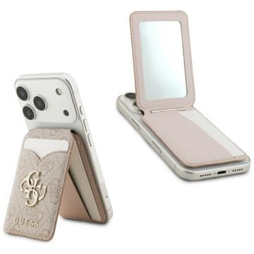Guess Denarnica 4G Stand & Mirror Magsafe roza z ogledalom