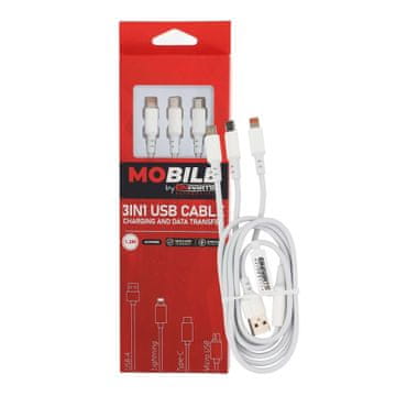 shumee 3v1 USB-A USB-C Lightning kabel 1,2 m EPMOB08