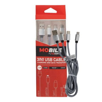 shumee 3v1 USB-A USB-C Lightning kabel 1,2 m EPMOB09