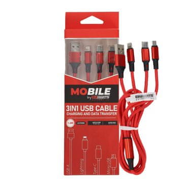 shumee 3v1 USB-A USB-C Lightning kabel 1,2 m EPMOB10