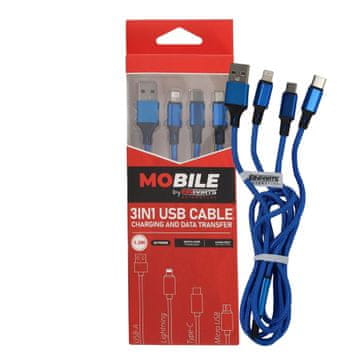 shumee 3v1 USB-A USB-C Lightning kabel 1,2 m EPMOB11