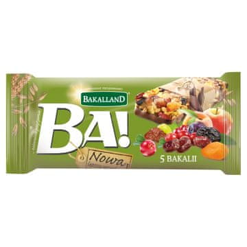 BAKALLAND Bakalland BA! žitna ploščica - 5 suhega sadja