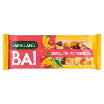 BAKALLAND Žitna ploščica z brusnicami in pomarančo 40 g