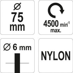 YATO 75 mm najlonska krtača z diskom YT-47782 yato