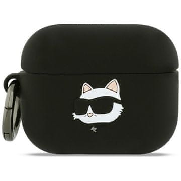 Karl Lagerfeld SILIKONSKI OVITEK KARL LAGERFELD Z GLAVO CHOUPETTE 3D ZA AIRPODS PRO 3, ČRN
