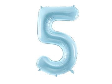 PartyDeco Folija balon številka 5, 86 cm, svetlo moder