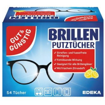 Edeka Vlažni robčki za čiščenje očal G&G 54 kosov.