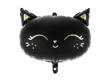 PartyDeco Folija balon z motivom mucka, črn, 48x36 cm