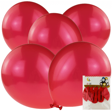TOP GIFT TG53244F kovinski baloni 5 kosov kromirani rojstnodnevni rdeči