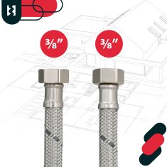 Fleksibilni priključek 3/8” za pipe, fitingi 90 CM, komplet 2 kosov
