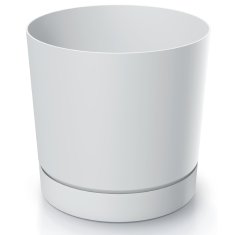 TOP GIFT DPOP350-S449 cvetlični lonček s pokrovom z odtočno cevjo P bel