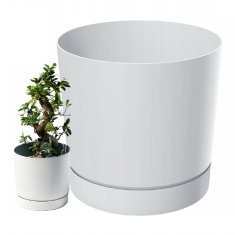 TOP GIFT DPOP350-S449 cvetlični lonček s pokrovom z odtočno cevjo P bel