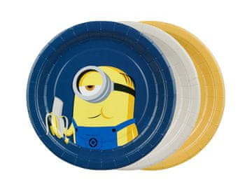 PartyDeco Papirnati krožniki z motivom minionov, pisani, 18 cm, 6 kosov.