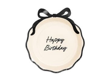 PartyDeco Papirnati krožniki "Happy Birthday" z pentljo - 24 cm, 6 kosov