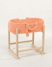 MY SWEET BABY Nosilec za punčke Moses Basket boho z leseno zibelko - breskev