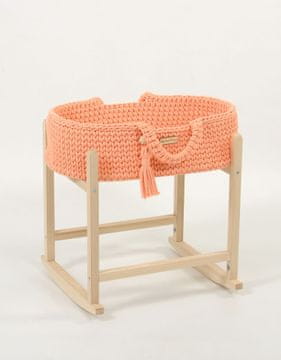 MY SWEET BABY Nosilec za punčke Moses Basket boho z leseno zibelko - breskev